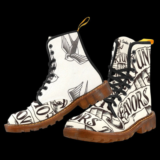 Fortune Favors the Brave - Woman's Tattooed Canvas Boot