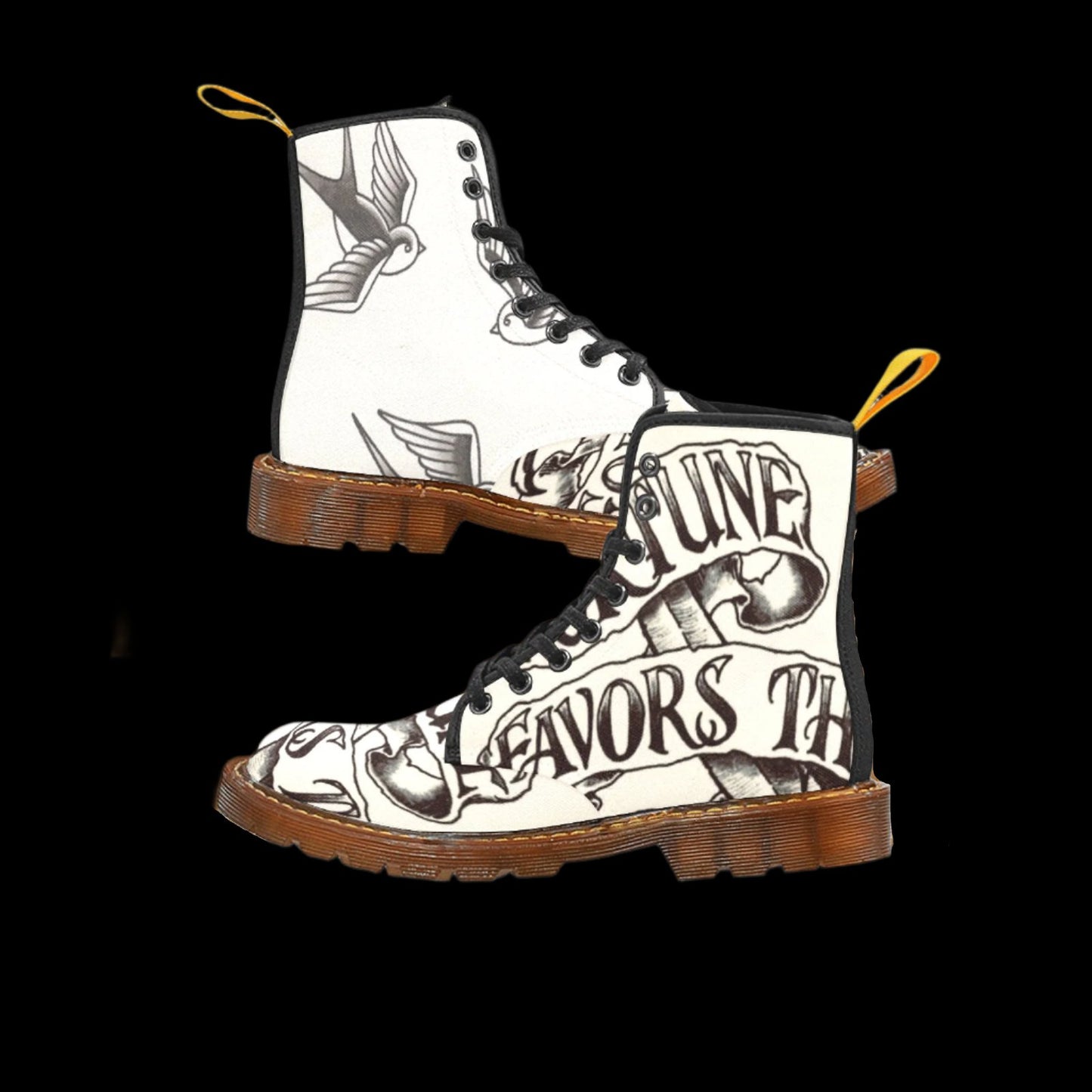 Fortune Favors the Brave - Woman's Tattooed Canvas Boot