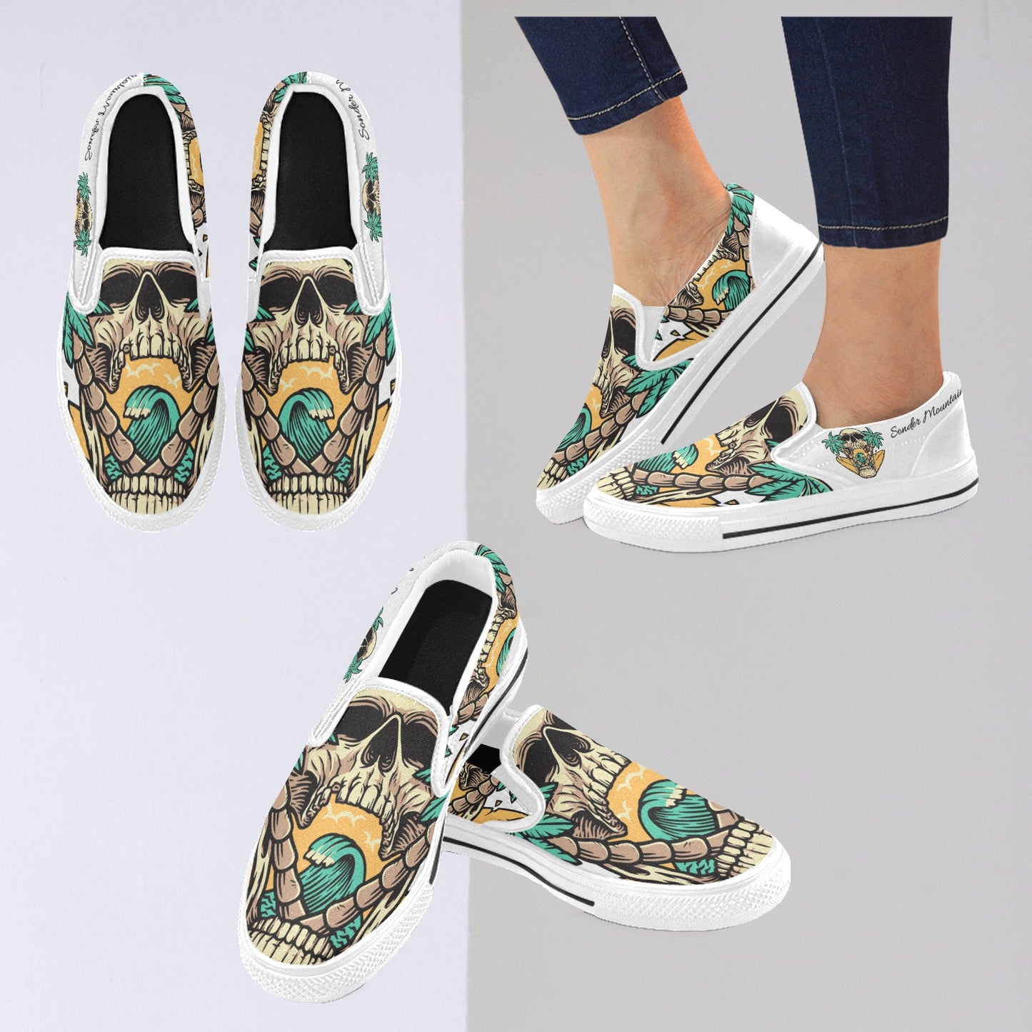 Skull Island - Slip-on Canvas Kid's Shoes (Big Kid)