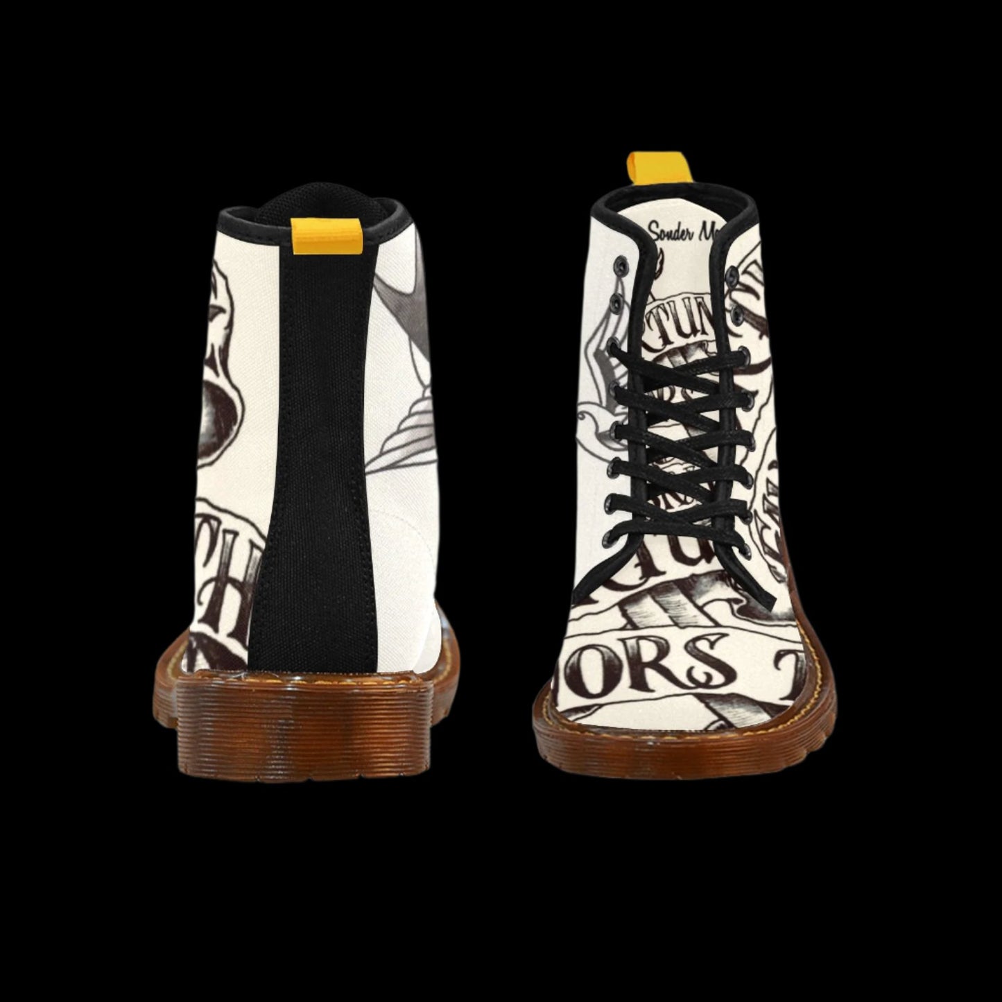 Fortune Favors the Brave - Woman's Tattooed Canvas Boot